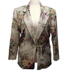 Whimsical Garden Blazer – F.L. Malik Vintage, Oversized Fit, M Linen Cotton Rare